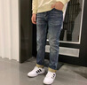 謙集（QIANJI）美式boy牛仔褲2024秋冬季新款高端休閑長(cháng)褲男潮流復古刺繡小腳褲 藍色 【DZ83106】 30 適合體重120-130斤穿 曬單實(shí)拍圖