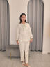 安之伴春秋季女士睡衣【新中式純棉】休閑透氣100%棉長(cháng)袖長(cháng)褲家居服套裝 貝殼黃【柔軟有彈性-超透氣】 M 曬單實(shí)拍圖