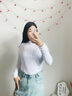 莫代爾高領(lǐng)內(nèi)搭打底衫女秋冬新款大碼洋氣修身顯瘦內(nèi)穿長袖上衣服 D56-白色 XL 建議115-130 曬單實(shí)拍圖