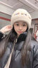 啄木鳥(niǎo)帽子圍巾套裝女冬季保暖防風(fēng)可愛(ài)百搭毛線(xiàn)針織帽高檔送女朋友禮物【米色】帽子 曬單實(shí)拍圖