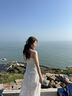 小野七天法式吊帶連衣裙女夏季海邊度假風(fēng)氣質(zhì)收腰顯瘦超仙提花蕾絲長(cháng)裙 白色 M （建議95-105斤） 曬單實(shí)拍圖