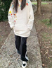魯雅爾美式重磅印花連帽衛(wèi)衣女早秋季新款寬松設(shè)計感小眾高街上衣服情侶 白灰色 L 建議100斤到120斤 曬單實拍圖