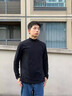 倉石一樹(shù)半高領(lǐng)長(cháng)袖T恤男士2025春秋冬加絨加厚保暖純色打底衫 黑色 M 105-115 曬單實(shí)拍圖