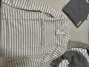 無(wú)印良品（MUJI）女式 起毛羅紋編織半高領(lǐng)長(cháng)袖T恤 上衣打底衫女款內搭春秋女裝 米白色條紋 L （165/88A） 曬單實(shí)拍圖