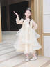 G.DUCKKIDS高定小主持人禮服女童輕奢花童婚禮森系生日公主裙高級鋼琴表演服 香檳色 130 身高120-125cm年齡7-8歲 曬單實(shí)拍圖