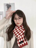 CharisKitty本命年小c&k紅色圍巾女生韓系氛圍感針織毛線加厚圍脖男生日禮物 CK圍巾-菱形格紅色【禮盒包裝】 曬單實(shí)拍圖