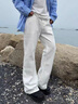 MON-LIST牛仔褲男士春秋季微喇修身美式高街vibe直筒褲子MLK05白色XL 曬單實(shí)拍圖