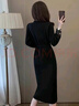 俞兆林法式赫本風(fēng)氣質(zhì)黑色長(cháng)袖襯衫連衣裙女秋冬大碼胖mm收腰顯瘦長(cháng)裙子 黑色（知性風(fēng)） XL 【建議體重120-140斤】 曬單實(shí)拍圖