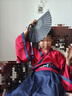 羅蒙兒童漢服國學(xué)男女童中國風(fēng)學(xué)生新中式中秋團體演出服 酒紅色 150 曬單實拍圖