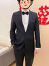 羅蒙伴郎服套裝兄弟裝團男西裝馬甲襯冬季新郎結婚禮服西服套裝外套 黑色(馬甲+襯衫+西褲)+紅色領(lǐng)結 L 曬單實(shí)拍圖