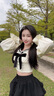 蜜樂(lè )奇甜美春秋學(xué)院風(fēng)韓版套裝女長(cháng)袖蝴蝶結上衣收腰顯瘦蛋糕半身裙兩件 上衣+半身裙 【兩件套】 M 曬單實(shí)拍圖