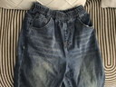 茵曼（INMAN）童裝男童牛仔褲后袋刺繡25秋季中大童男孩時(shí)尚彈力休閑長(cháng)褲 牛仔藍 130 曬單實(shí)拍圖