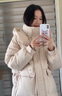 鴨鴨（YAYA）羽絨服女中長款2025年冬季新款韓版寬松時尚設(shè)計感加厚連帽外套 牛油果綠 M 曬單實拍圖