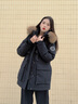 波司登（BOSIDENG）商場同款90鵝絨羽絨服女極寒連帽收腰大毛領蓬松親子保暖外套 黑色8056 S 160/84A 體重約100-110斤 曬單實拍圖