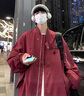 杭潮社秋冬痞帥棒球服男款三件套裝美式潮牌寬松休閑夾克外套入秋穿搭潮 外套紅+衛衣白+工裝褲黑【三件套】 【高質(zhì)量】 XL 曬單實(shí)拍圖
