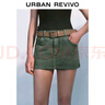 UR2025秋季新款女裝時(shí)尚簡(jiǎn)約純色腰帶休閑短褲UWJ850066 墨綠 (偏短) 25 曬單實(shí)拍圖