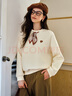 Olrain【5折】法式絲巾搭配刺繡圓領(lǐng)衛衣女秋季新款奶杏色上衣 奶杏色 L 曬單實(shí)拍圖