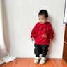波步（BORBOON B）波步男寶寶分體套裝秋裝衣服嬰兒紅色套頭上衣男童秋冬衛衣兩件套 【兩件套】8202 90 曬單實(shí)拍圖