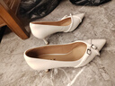 百麗（Belle）交叉細帶尖頭高跟鞋女鞋商場(chǎng)同款細跟舒適羊皮單鞋B5B1DCQ4 米白 36 (230mm) 曬單實(shí)拍圖
