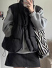 矜持范馬甲女2025新款小眾馬甲女韓版百搭洋氣坎肩馬甲學(xué)生棉襖外套 黑色 M 100-115斤 曬單實(shí)拍圖