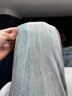 蘭感美式復古貓爪痕水洗牛仔褲男秋季cleanfit顯瘦修身直筒微喇叭褲子 藍色 XL 【建議130-150斤】 曬單實(shí)拍圖