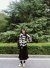 VEOX毛衣女針織衫女2025新款美式高街撞色條紋慵懶風(fēng)圓領(lǐng)外套潮牌 黑白撞色 M 建議100-110斤 曬單實(shí)拍圖