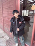 DOMIAMIAKIDS品牌新款洋氣兒童羽絨服男中大童冬季加厚白鴨絨童裝工裝外套 黑色 升級加厚 120 120cm 曬單實(shí)拍圖
