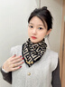 啄木鳥(niǎo)磁吸扣棉麻小方巾絲巾女春秋百搭護頸領(lǐng)巾三角圍巾新款保暖圍脖冬 米色好運字符----磁吸扣 曬單實(shí)拍圖