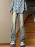 春夏季美式復古vibe褲子高街水泥灰色牛仔褲男寬松微喇叭直筒長(cháng)褲 3566灰色 3XL 曬單實(shí)拍圖