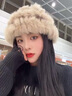 viney兔毛帽子女秋冬季2025新款護耳防寒保暖帽女士針織大頭圍毛線(xiàn)帽 栗棕 曬單實(shí)拍圖