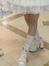 康麗凈蕾絲宮廷小皮鞋Lolita鞋子2025可愛(ài)洛麗塔日系甜美蝴蝶結粗跟單鞋 白色 36 曬單實(shí)拍圖