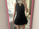 爾山集黑色性感假兩件蕾絲連衣裙女2025夏季純欲掛脖裙子小個(gè)子高腰顯瘦 黑色性感掛脖連衣裙 M （95-105斤 送短褲） 曬單實(shí)拍圖