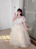 乖奇奇（ALERTCHYCHY）女童禮服高端輕奢小眾生日公主裙花童婚禮小女孩主持人兒童晚禮服 香檳色泡泡袖長款 120 曬單實(shí)拍圖