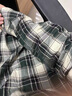 森馬（Semir）長(cháng)袖襯衫女中長(cháng)款慵懶寬松落肩休閑秋季chic復古格紋襯衣潮流 綠黑色調00449 M 曬單實(shí)拍圖