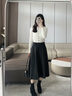 尚靜綿羊毛雙面呢高腰顯瘦半身裙女2025年冬季新款大散擺A字裙百褶裙 氣質(zhì)灰 M 曬單實(shí)拍圖