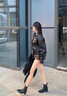 蜘蛛王切爾西靴子女2025年春秋季新款尖頭冬鞋秋款單靴法式小短靴及踝靴 黑色加絨 40 曬單實拍圖