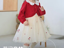 戴維貝拉（DAVE＆BELLA）兒童裙子秋裝新款女童假兩件網(wǎng)紗裙女寶寶公主裙小童毛衣連衣裙 紅色【現貨】 90 cm（建議身高80-90cm） 曬單實(shí)拍圖