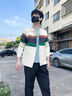 倉石一樹(shù)倉石一樹(shù)潮牌撞色拼接開(kāi)衫毛衣男春秋季新款寬松翻領(lǐng)針織夾克外套 米色 XL 120-135斤可穿 曬單實(shí)拍圖