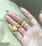 瑞諾黃金拉絲愛(ài)心吊墜女新款時(shí)尚999足金爆閃幻影珠項鏈鎖骨鏈送女友 精美包裝 曬單實(shí)拍圖