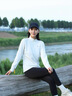 KOLON SPORT/可隆半拉鏈長(cháng)袖 女子秋冬戶(hù)外休閑徒步防曬透氣T恤內搭- LKZT4WN122-CR 米白 S (160) /84A 曬單實(shí)拍圖