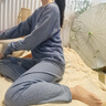 朵朵·可可 彈力針織 經(jīng)典款型 秋冬季磨毛暖感睡衣套裝 灰藍 M (160) 曬單實(shí)拍圖