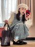 丹珠娜（DanZhuNa）小香風(fēng)連衣裙2025新款法式小個(gè)子秋季穿搭女學(xué)院風(fēng)格紋背帶裙套裝 上衣+背帶連衣裙 S 曬單實(shí)拍圖