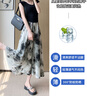 浪莎新中式雪紡裙褲女夏季薄款2025新款高腰水墨畫(huà)國風(fēng)闊腿褲子 曬單實(shí)拍圖
