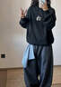 CHINISM CH赤塵經(jīng)典簡(jiǎn)約logo印花連帽衛衣男士春秋款休閑情侶帽衫上衣 黑色 （偏寬松，建議拍小一碼） L 曬單實(shí)拍圖