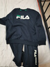 FILA【加絨套裝】斐樂(lè )兒童衛衣褲子2025冬季新款男女童休閑兩件套 山丘綠-KK 150 曬單實(shí)拍圖