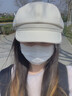 JIOESC八角貝雷帽子女2025新薄款秋冬季大頭圍白色百搭顯臉小報童畫(huà)家帽 米色  （54-58cm）一般都能戴 曬單實(shí)拍圖