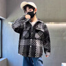 G.DUCKKIDS童裝男童襯衫春秋款兒童襯衣長(cháng)袖棉2023新款中大童格子休閑外套 藍色 160 (建議身高150cm 13-14歲)cm 曬單實(shí)拍圖