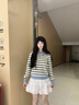 MMLG半開(kāi)拉鏈polo領(lǐng)毛衣女2025早秋新款復古元氣撞色條紋上衣針織衫女 藍咖條 S 曬單實(shí)拍圖