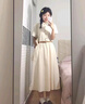 渝鼎福 Polo領(lǐng)短袖連衣裙女夏天夏季女裝收腰小個(gè)子長(zhǎng)裙襯衣裙襯衫裙子 杏色 M (105-120) 曬單實(shí)拍圖