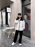 波司登（BOSIDENG）【反季】羽絨服國標90絨男女情侶冬季短款潮流涂鴉連帽外套 雪嶺山脈9BE9 XL 175/96A 曬單實拍圖